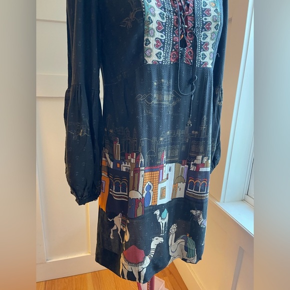 FARM Rio Black Dress with Multicolor City Print Size Small - Picture 7 of 9